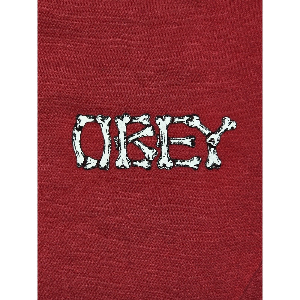 Obey Men's Small Red Graphic Skeleton Crew Neck Pullover Skateboarding Skate - Picture 2 of 6